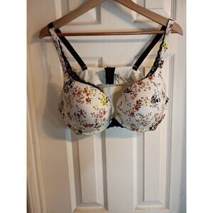 Torrid Curve Push Up Underwire Bra White Floral Adjustable Straps Sz 42 D